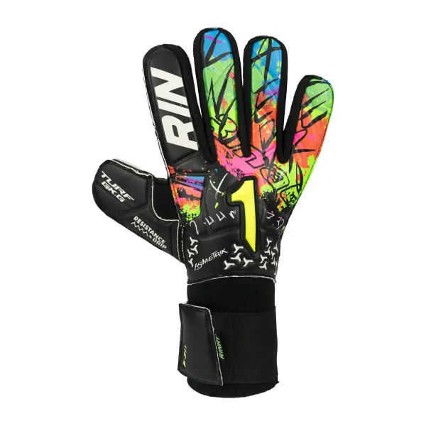 gloves of goalkeeper Asimetrik back black right